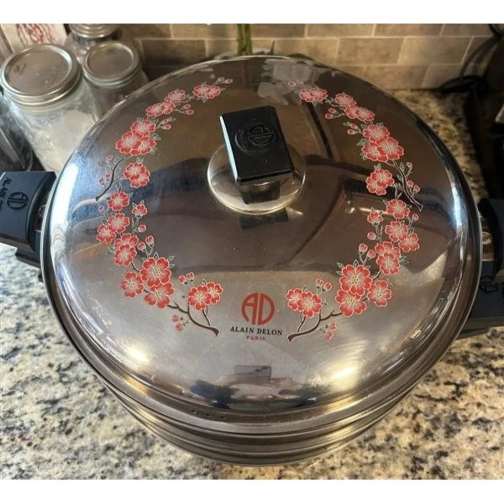 Alain Delon cherry blossom vintage 3 Tier Stainless Steel Steamer Pot France 13